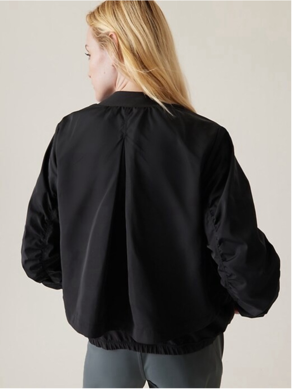 NWT ATHLETA Wayfarer Bomber Jacket Women's Size Small Black Full Zip - Picture 3 of 14